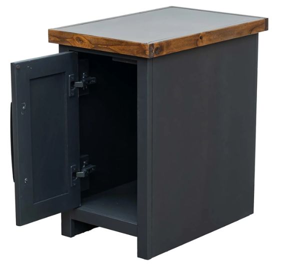 Legends Home Essex Whiskey Chairside Table with Seal Skin Base-2