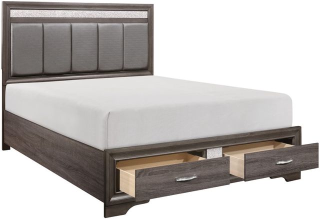 Homelegance® Luster Gray Eastern King Upholstered Storage Platform Bed-3