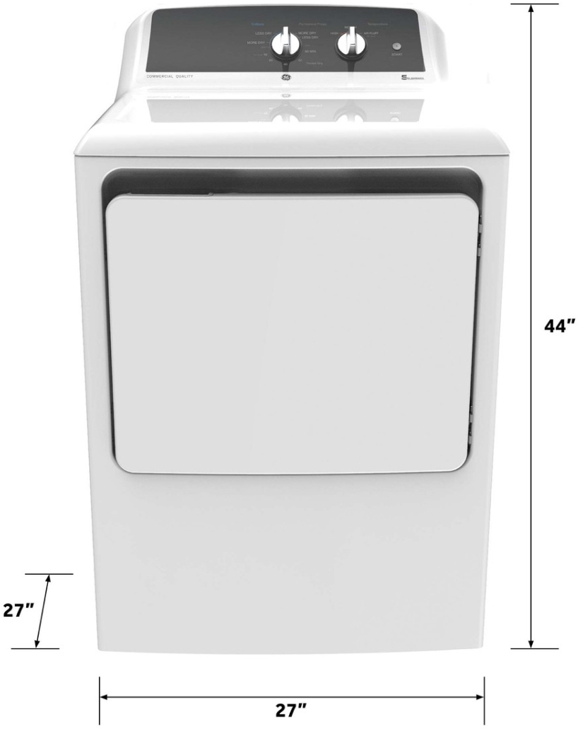 GE® 6.2 Cu. Ft. White Front Load Electric Dryer | Southeastern