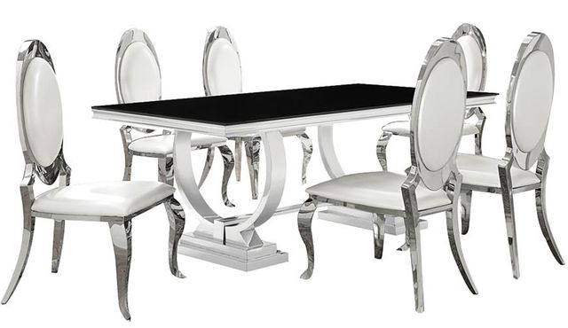 Coaster® Antoine 7-Piece Rectangular Glass Top Dining Set with Chrome Base-0