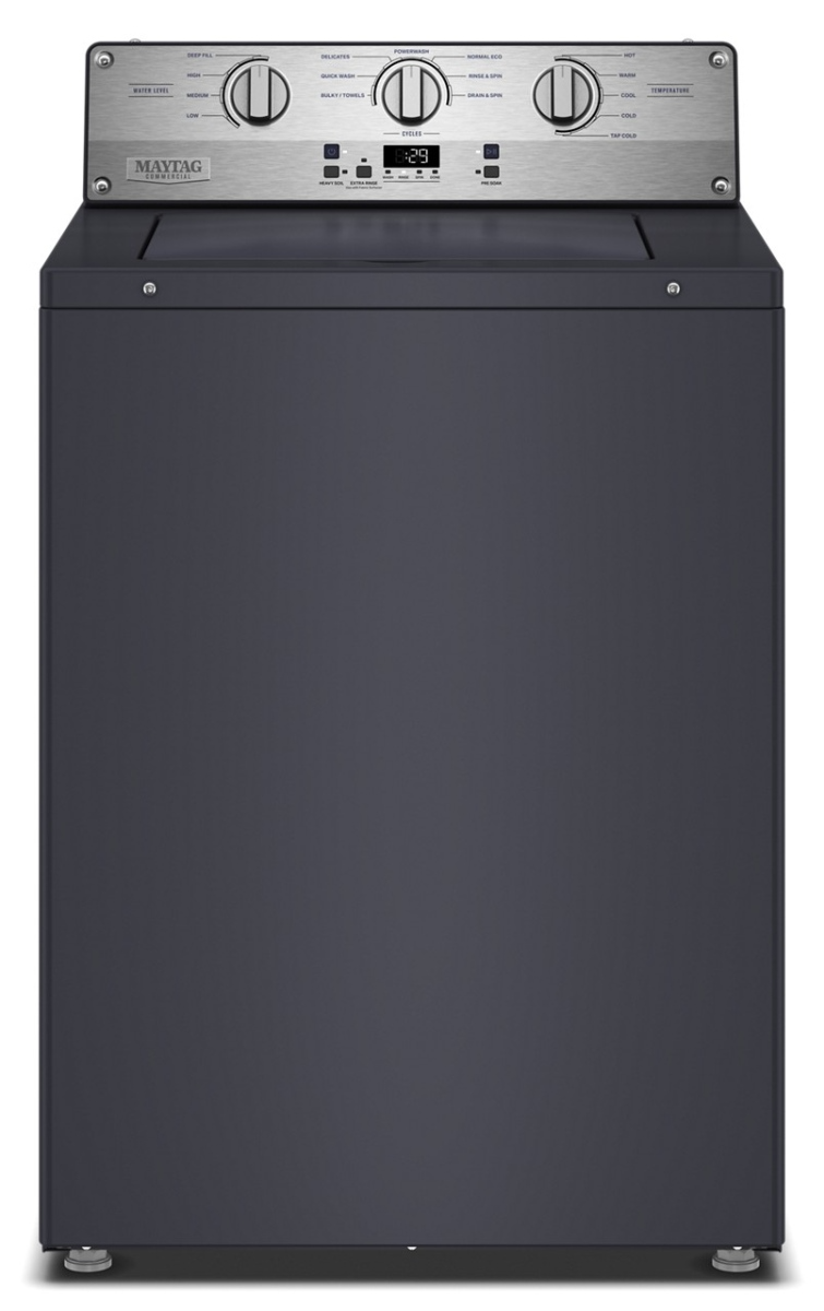Maytag® Commercial 3.8 Cu. Ft. Midnight Steel Agitator Top Load Washer with DuraCore™ System
