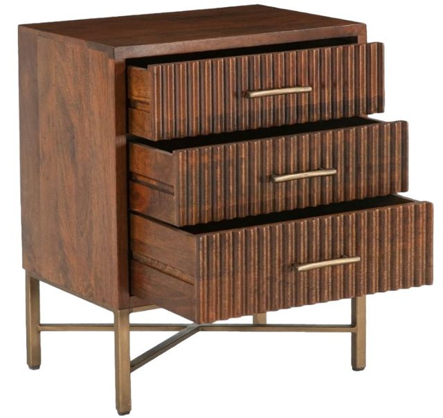Home Trends & Design Cosmopolitan Antique Brass/Honey Brown Nightstand-2