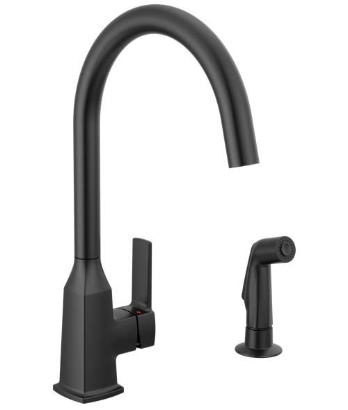 Peerless Ezra® Matte Black Single Handle Kitchen Faucet with Spray-0