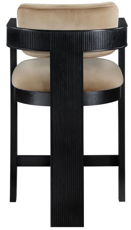 Meridian Furniture Sacha Beige/Black Velvet Upholstered Counter Stool-4