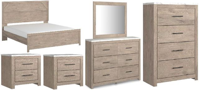 Signature Design by Ashley® Senniberg 6-Piece Light Brown/White Queen Panel Bed Set-0