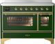 Ilve® Majestic III 48" Emerald Green Pro Style Induction Range with Triple Glass Door and Brass Trim-0