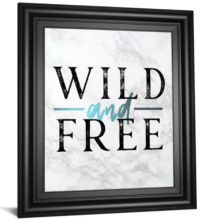 Classy Art Black/Blue Wild and Free Turquoise Marble Adventure Quote by Nature Magick Wall Art-1