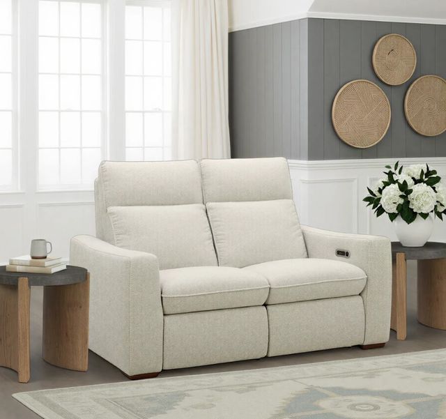 Flexsteel® Ava Silver Sand Fabric Power Reclining Loveseat with Power Headrest and Lumbar-2