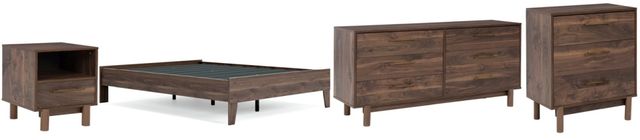 Signature Design by Ashley® Calverson 4-Piece Mocha Queen Platform Bed Set-0