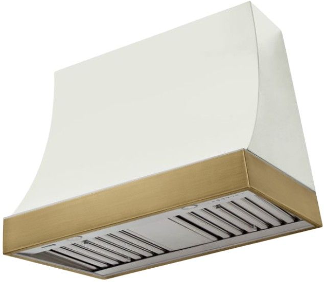 AGA Marquee 36" White Wall Mounted Range Hood with Antique Brass Trim-0