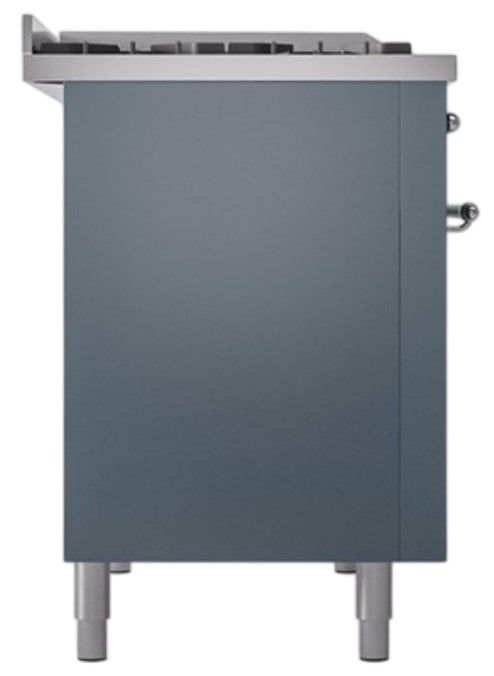 Ilve® Nostalgie II Noblesse 48'' Blue Gray Pro Style Dual Fuel Range with Chrome Trim-2