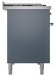Ilve® Nostalgie II Noblesse 48'' Blue Gray Pro Style Dual Fuel Range with Chrome Trim-2