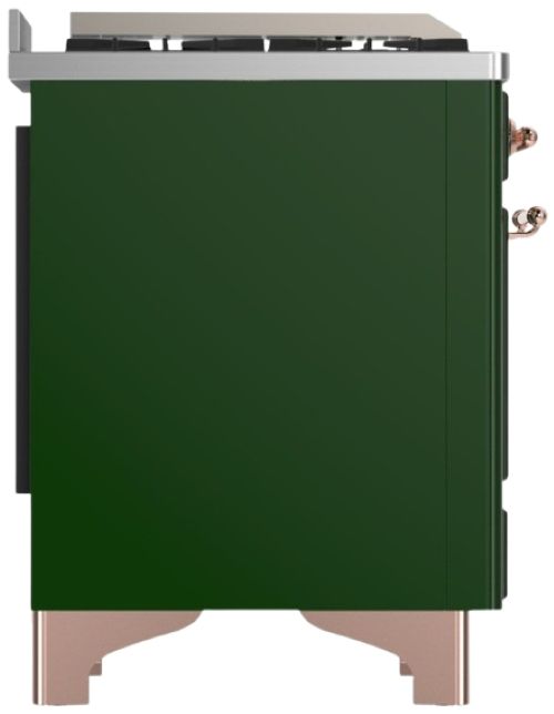 Ilve® Majestic III 36" Emerald Green Pro Style Dual Fuel Liquid Propane Range with 6 Black Brass Burners and Copper Trim-3
