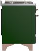 Ilve® Majestic III 36" Emerald Green Pro Style Dual Fuel Liquid Propane Range with 6 Black Brass Burners and Copper Trim-3