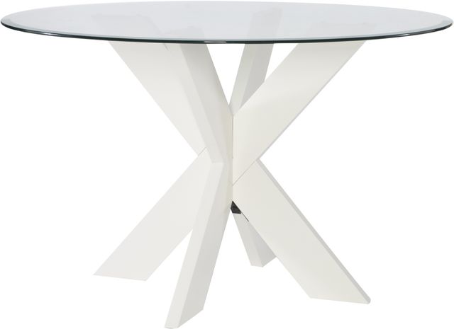 Powell® Adler Glass Top X-Base Dining Table with White Base-0