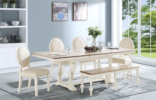 Winners Only® Torrance Gray Top Trestle Dining Table with White Base-2