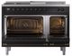 Ilve® Nostalgie II Noblesse 48'' Glossy Black Pro Style Dual Fuel Range with Burnished Trim-1