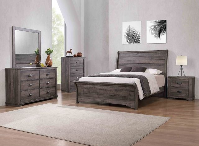 Crown Mark Coralee Gray Queen Sleigh Bed-1