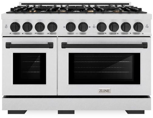 ZLINE Autograph Edition 48" Satin Stainless Steel Pro Style Dual Fuel Range with Matte Black Accents