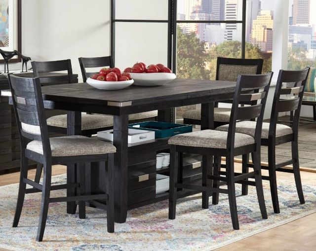 Jofran Inc. Altamonte 7-Piece Dark Charcoal/Gray 60" High-Low Rectangle Dining Set-0
