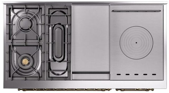 Ilve® Nostalgie II Series 48" Burgundy Pro Style Dual Fuel Range-3