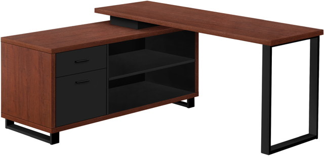 Monarch Specialties Inc. Black/Cherry L Shaped Computer Desk-0