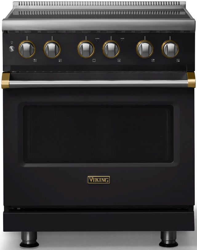 Viking® 5 Series 30" Onyx Pro Style Induction Range with Brushed Brass Trim-0