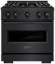 ZLINE 30" 4.2 cu. ft. Dual Fuel Range with 4 Burner DuoPro™ Cooktop and Electric Convection Oven in Black Stainless Steel-0
