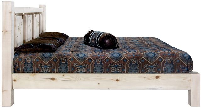 Montana Woodworks® Homestead Ready to Finish Queen Platform Bed with Laser Engraved Wolf Design-3