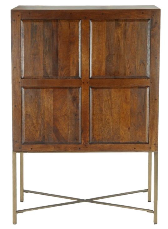 Home Trends & Design Cosmopolitan Dark Pewter/Honey Brown Bar Cabinet-2