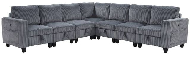 Homelegance® Walterboro 7-Piece Dark Gray Modular Sectional with Storage and Reclining Back Rest-0
