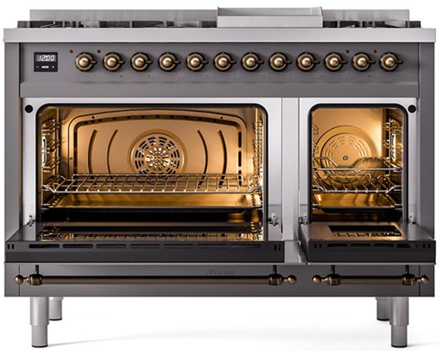 Ilve® Nostalgie II Series 48" Graphite Matte Pro Style Dual Fuel Range-1
