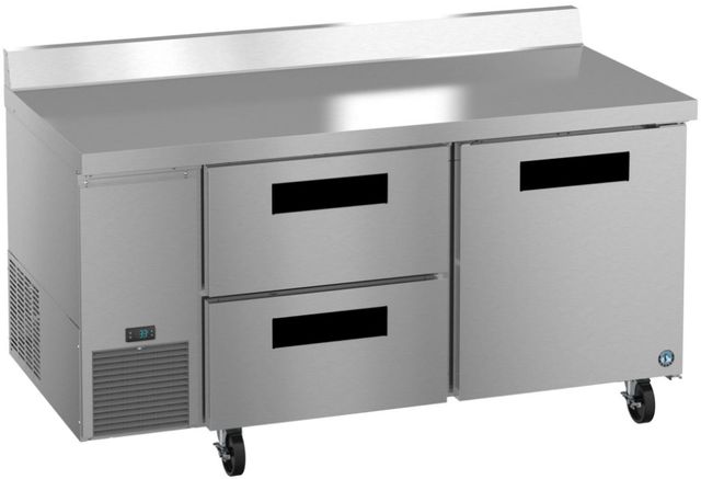 Hoshizaki Steelheart® 67" 19.97 Cu. Ft. Stainless Steel Two Section Worktop Side Mount Refrigerator with Drawer/Door Combo-2