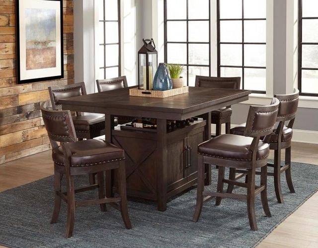 Homelegance® Oxton Cherry Brown Counter Height Table With Storage Base-5
