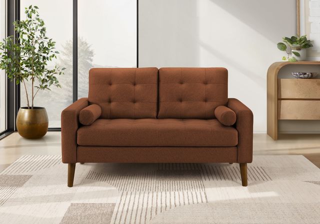 Monarch Specialties Inc. Rust 58" Loveseat with 2 Pillows-1