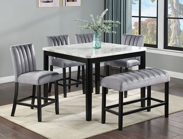 Crown Mark Pascal White Counter Dining Table with Black Legs-1