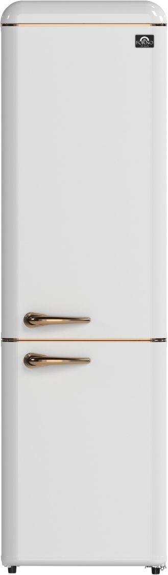FORNO® Storico Alta Qualita 22" 9 Cu. Ft. White Retro Counter Depth Bottom Freezer Refrigerator with Copper Tone Handle-0