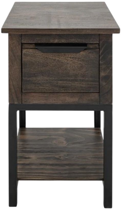 International Furniture Direct Dark Mita Stained Dark Chairside Table-3