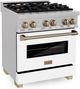 ZLINE Autograph Edition Legacy 30" Satin Stainless Steel Pro-Style Dual Fuel Range with Electric Convection Oven and White Matte Door-1