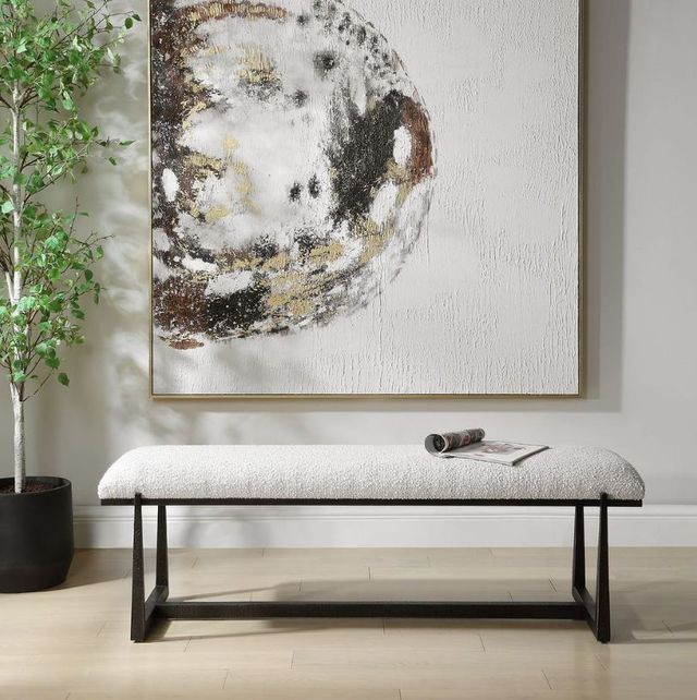Uttermost® Midas Bronze/White Long Bench-1