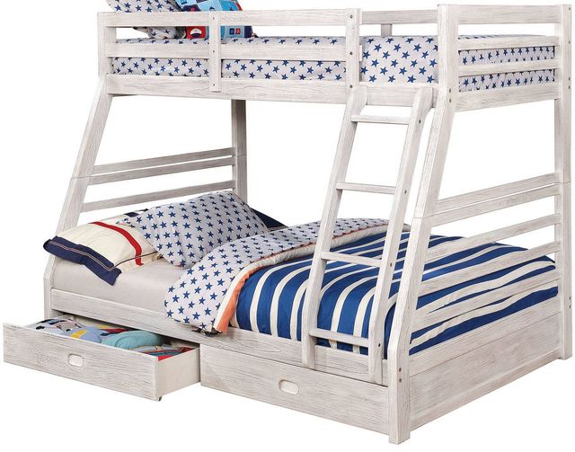 Furniture of America® California Wire Brushed White Twin/Full Bunk Bed-2