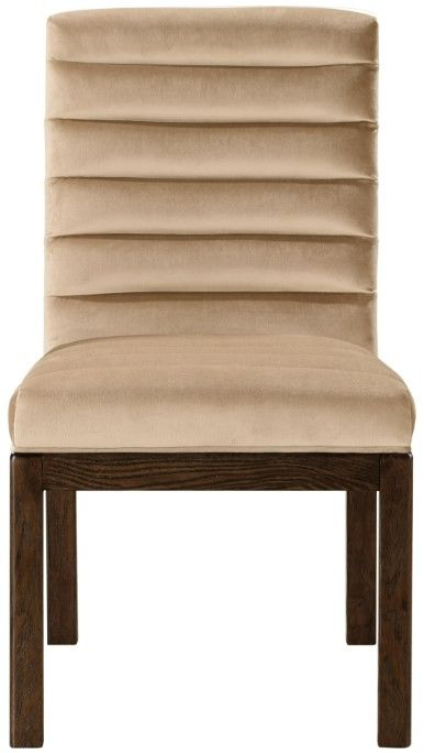 Meridian Furniture Evelyn Beige/Walnut Velvet Upholstered Side Chair-1