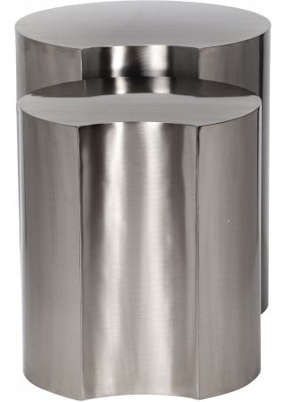 Meridian Furniture Dimple 2-Piece Brushed Silver 28" Modular Nesting Table-1