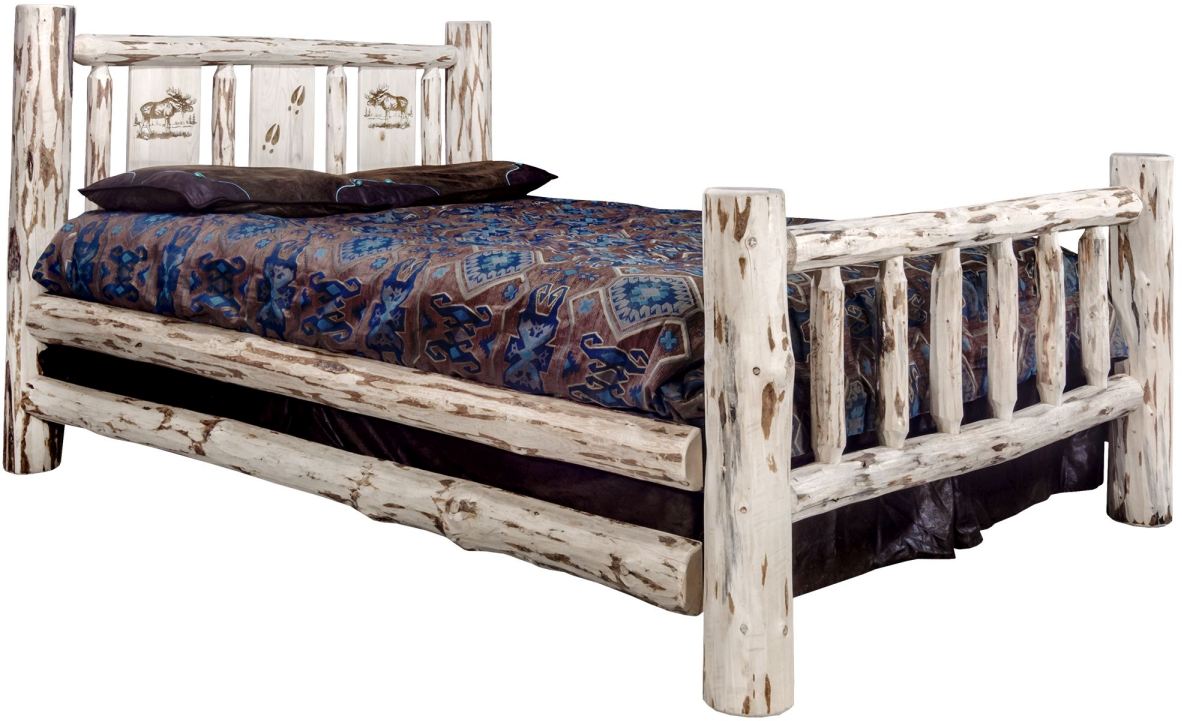 Montana Woodworks® Montana Collection Ready to Finish California King Bed with Laser Engraved Moose Design