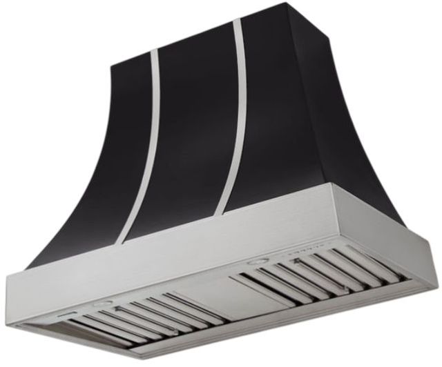 AGA Cascade 36" Matte Black Wall Mounted Range Hood  with Brushed Brass Trim-0