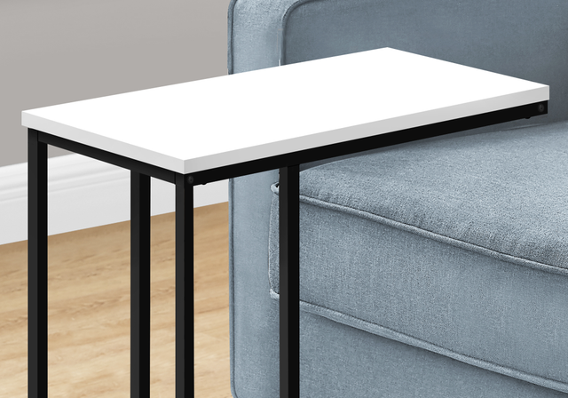 Monarch Specialties Inc. White 25"H Accent Table with Black Metal Base-1