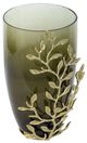 A & B Home Gold/Green Small Glass Capri Aluminum Leaf Vase-1