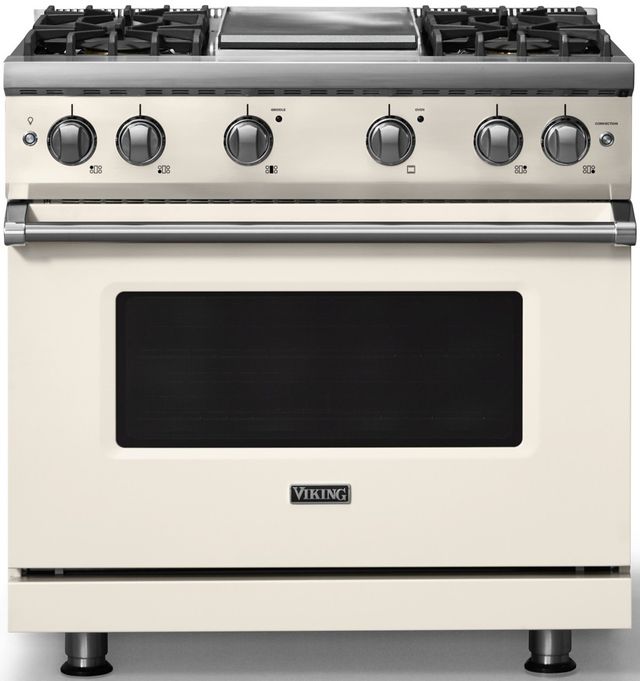 Viking® 5 Series 36" Pure White Pro Style Gas (NG) Range with Polished Chrome Trim-0