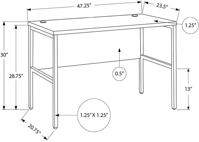 Monarch Specialties Inc. Silver/White 48" Computer Desk-1