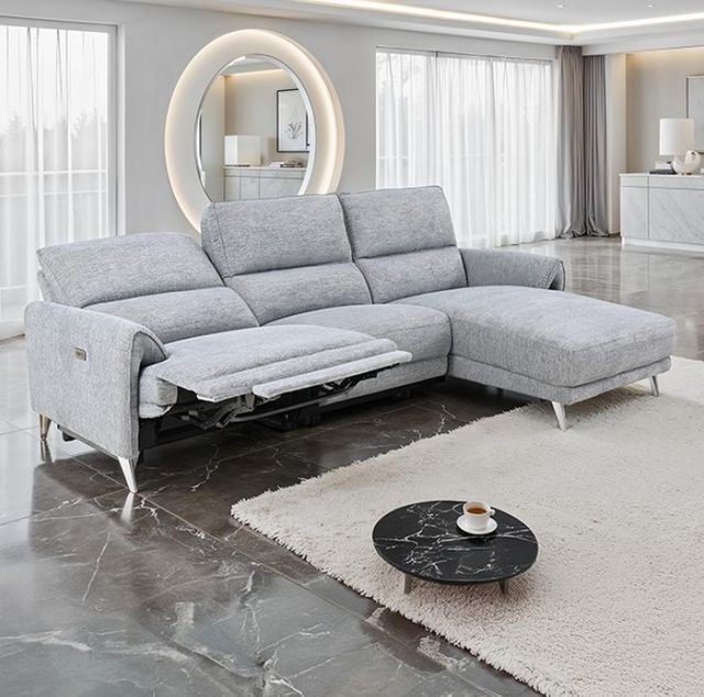 Furniture of America® Brande Gray Power Reclining Sectional with Right Chaise-0